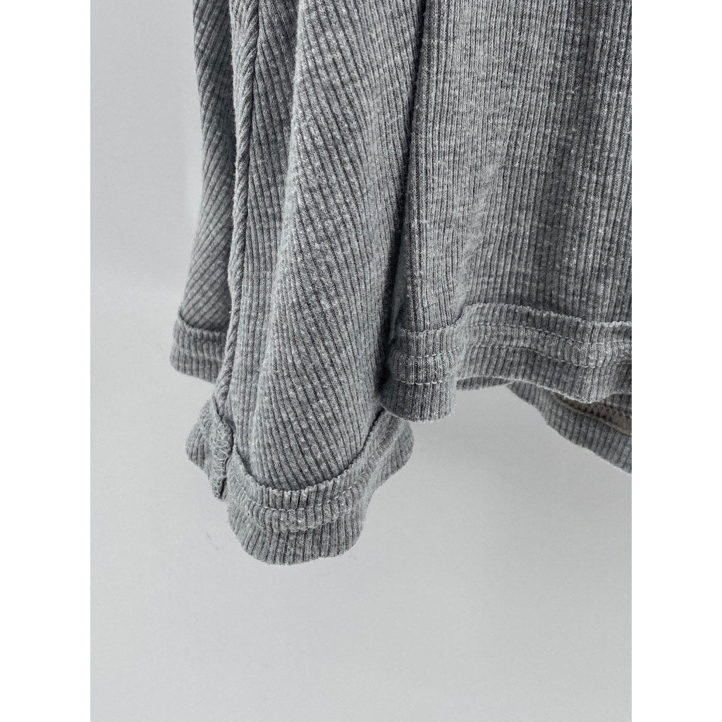 FREE PEOPLE INTIMATELY Women's Gray Ribbed Scoop-Neck Tunic Tank Top SZ S