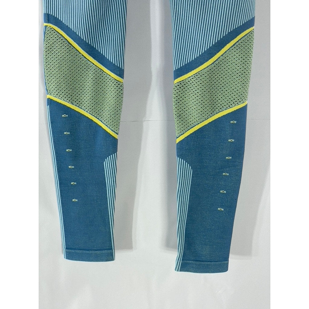 FABLETICS Women's Slate Blue Perforated Seamless Stretch Pull-On Leggings SZ XS