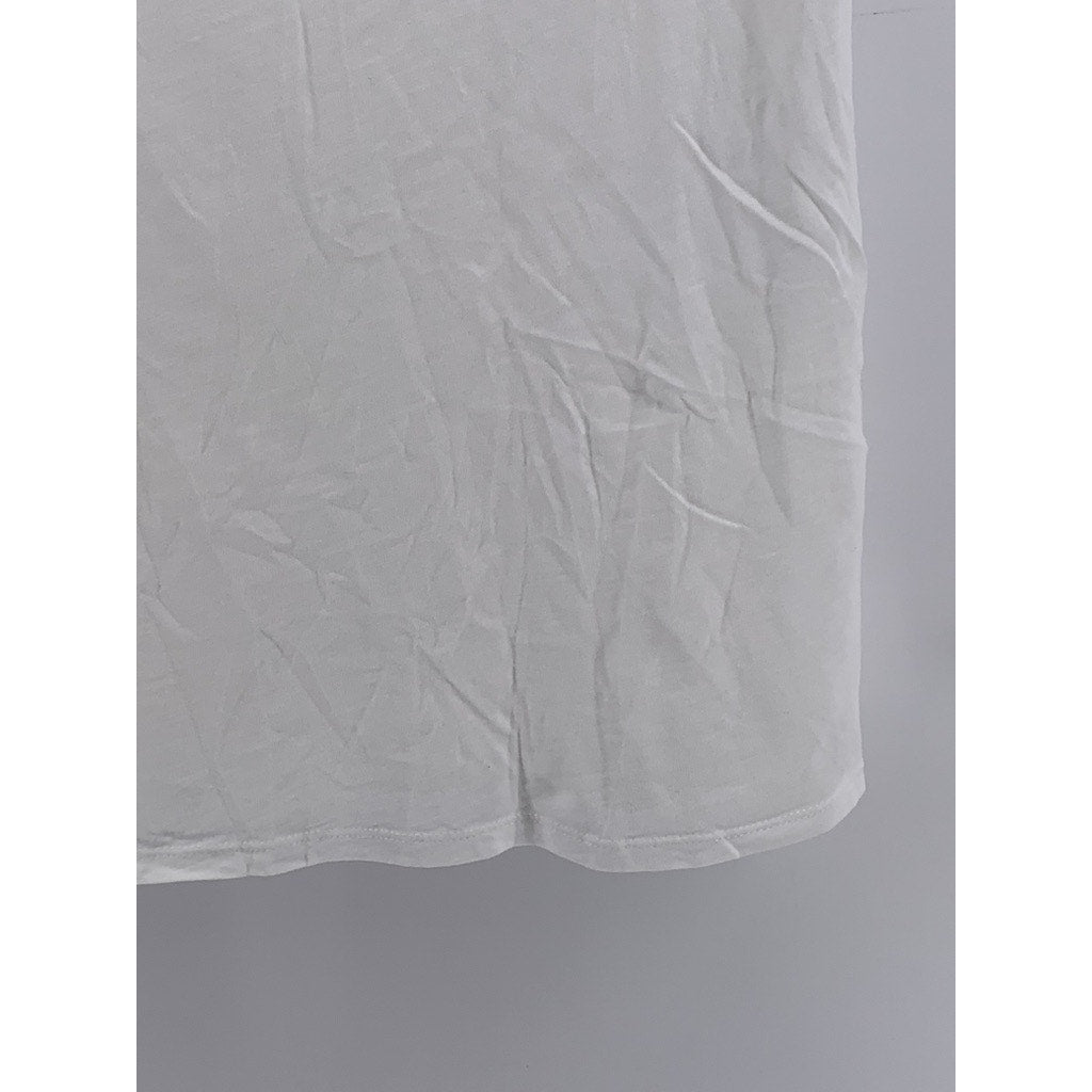 LOFT OUTLET Women's White Solid V-Neck Short Sleeve Casual Top SZ M