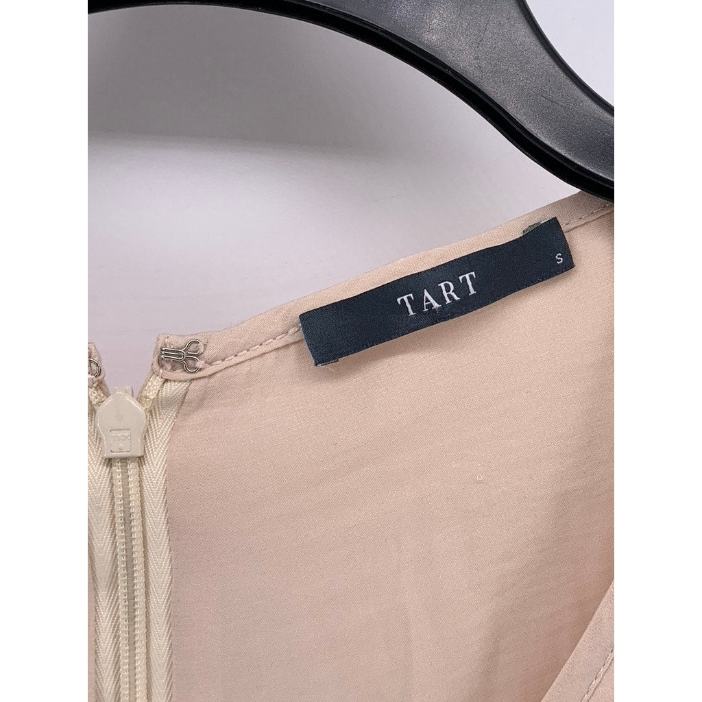 TART Women's Beige Perforated Long Sleeve Scoop-Neck Romper SZ S