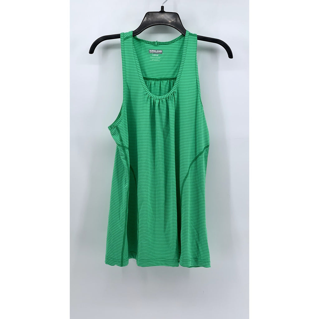 KIRKLAND SIGNATURE Women's Green Striped Scoop-Neck Tank SZ L