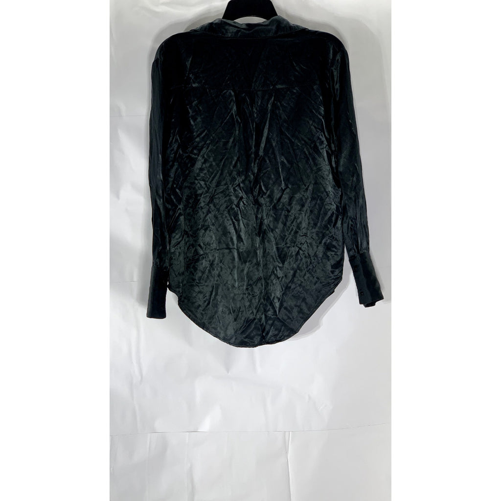 ALICE IN THE EVE Women’s Black Sienna Silky Button-Up Long Sleeve Top SZ XS