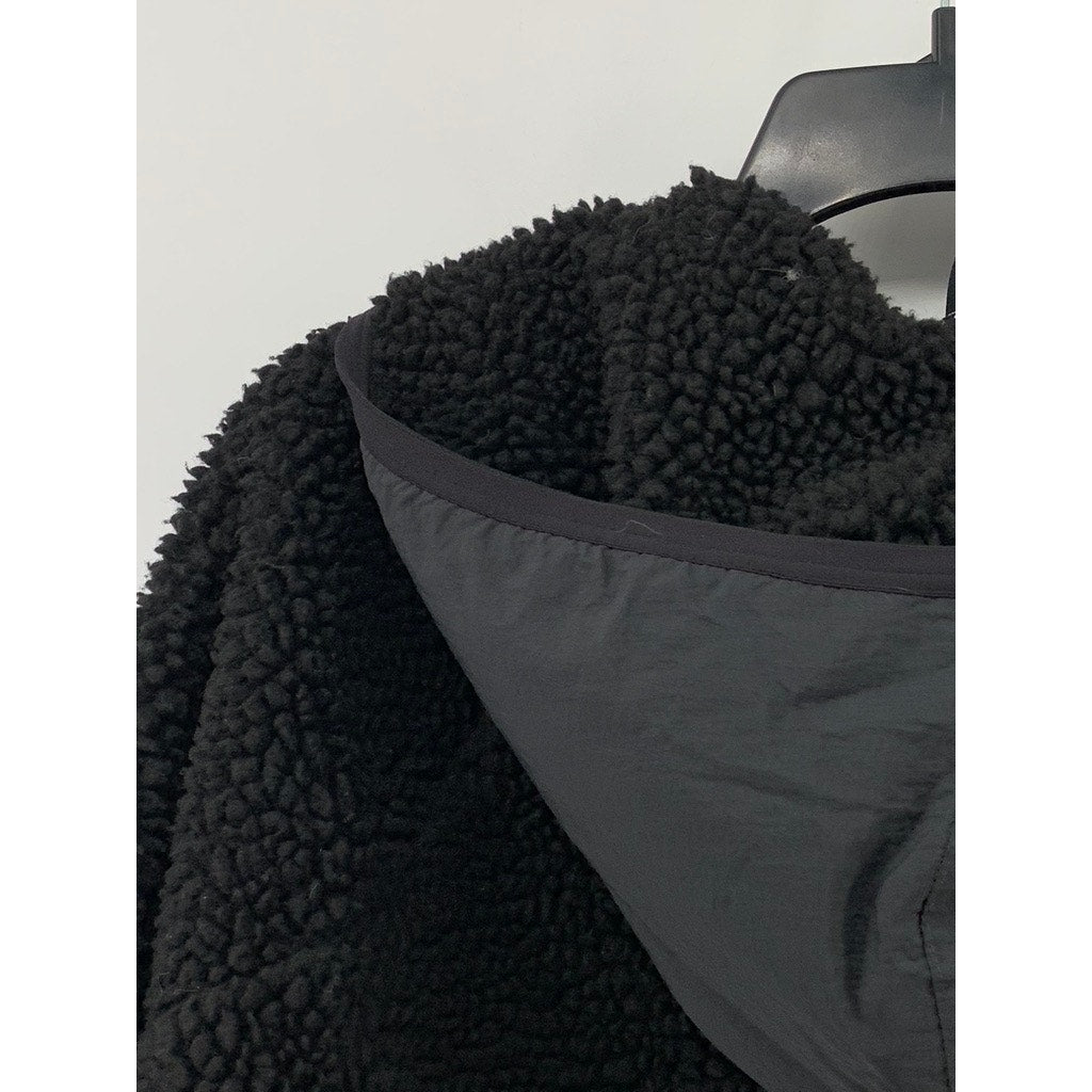 NIKE Men's Vintage Black Sherpa Embroidered Patch Half-Zip Jacket SZ XS