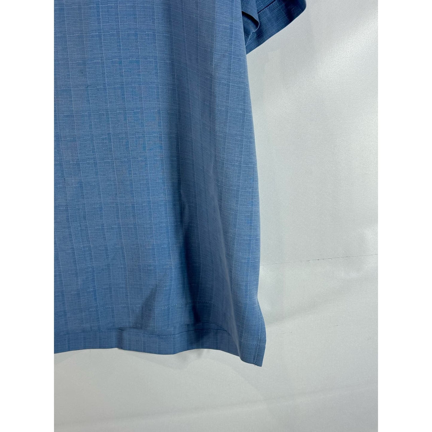 TOMMY BAHAMA Men's Blue Check Silk Button-Up Short Sleeve Shirt SZ L