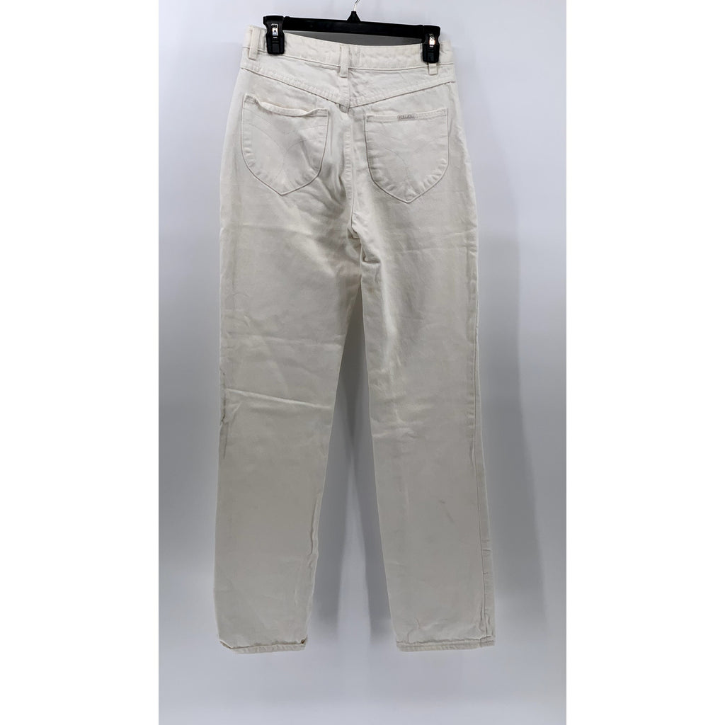 ROLLA'S Women's White Denim Classic Straight Leg High Rise Button-Fly Jeans SZ26