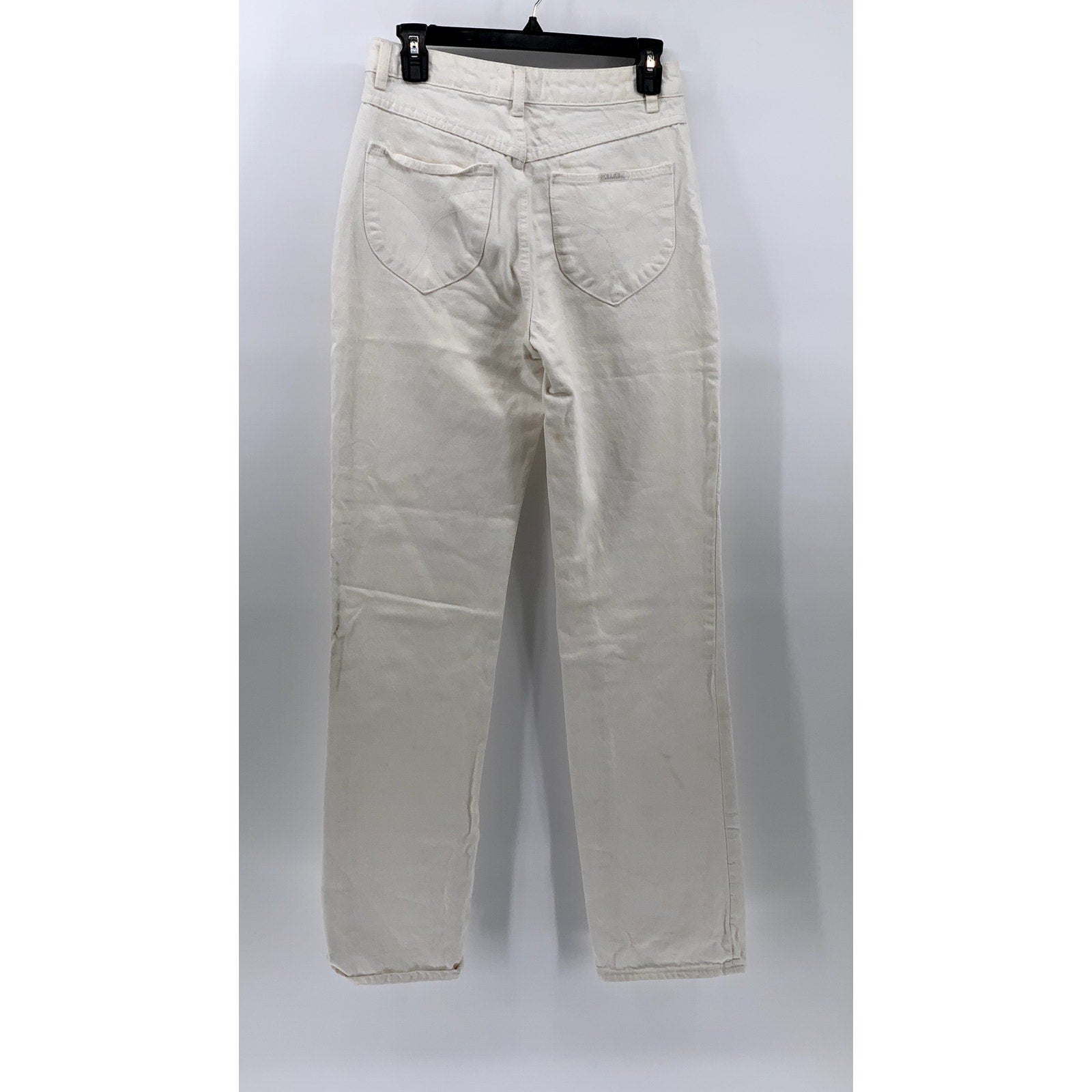 ROLLA'S Women's White Denim Classic Straight Leg High Rise Button-Fly Jeans SZ26