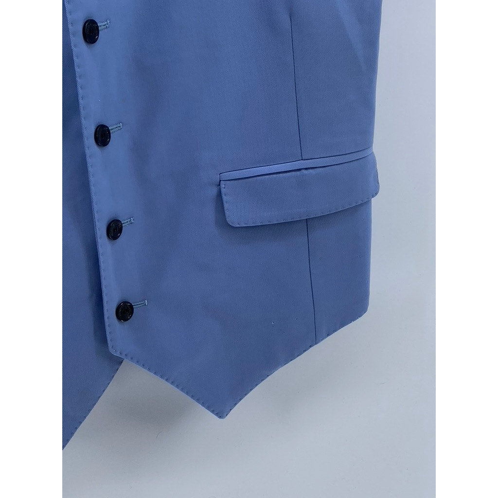 CUSTOME NATIONAL Men's Light Blue Wool Five-Button Adjustable Suit Vest SZ 48