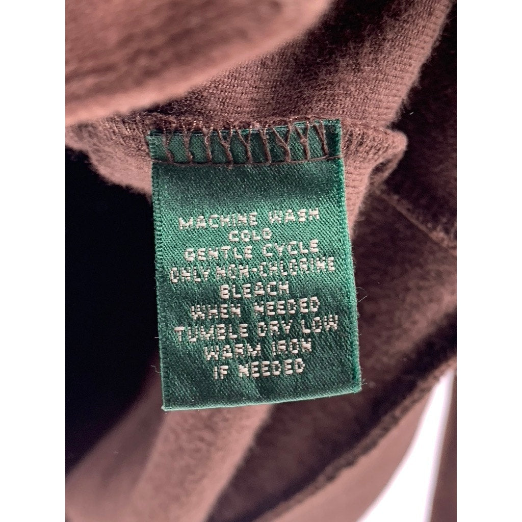 LAUREN RALPH LAUREN Women's Vintage Brown Velvet Snap-Button Sweater SZ L