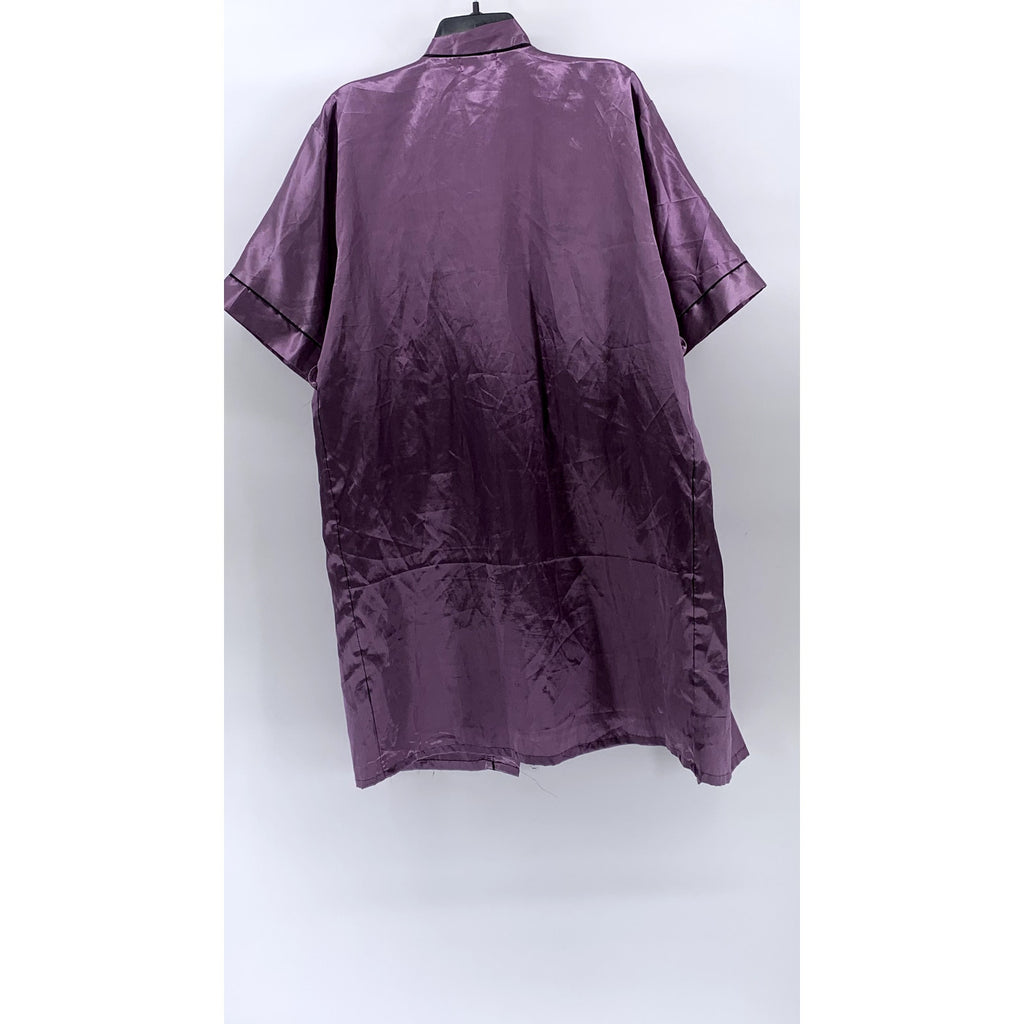 NINE'S Women's Purple Satin Open-Front Short Sleeve Robe SZ XXL