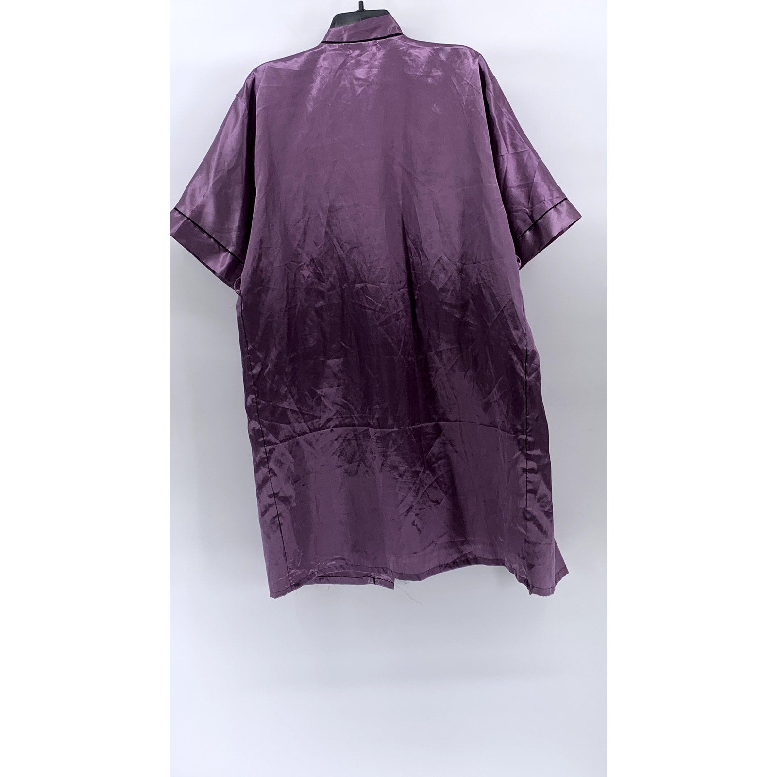NINE'S Women's Purple Satin Open-Front Short Sleeve Robe SZ XXL