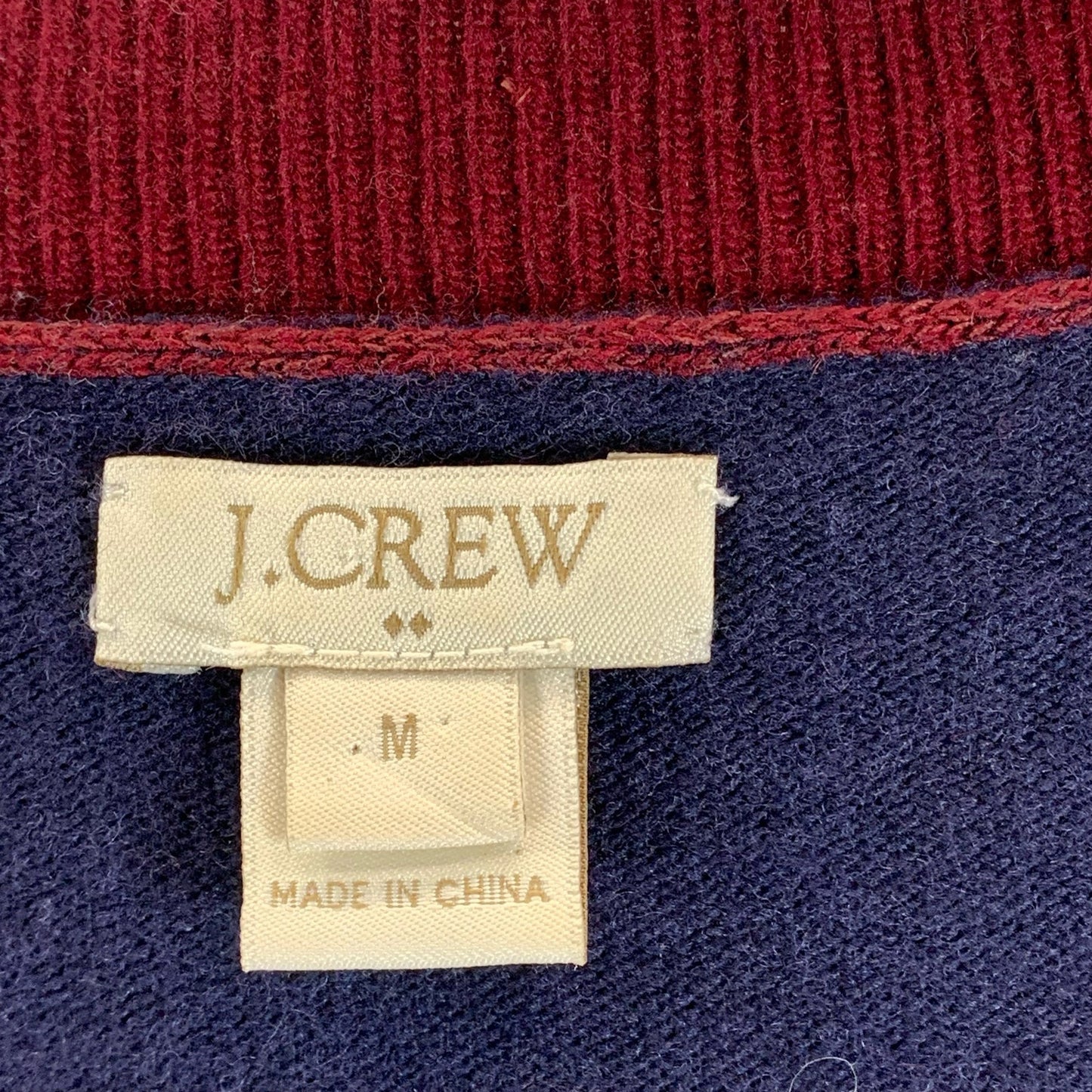 J. CREW FACTORY Women's Burgundy/Navy V-Neck Colorblock Tunic Sweater SZ M