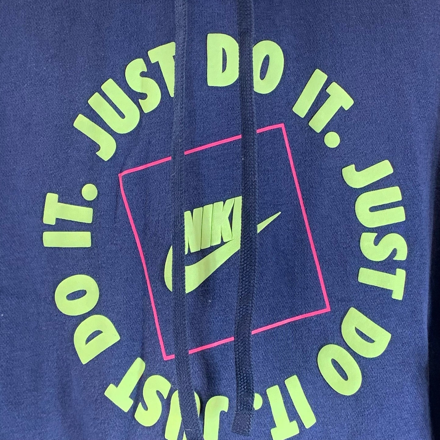 NIKE Sportswear Men's Navy/Green Just Do It Fleece Pullover Hoodie SZ L