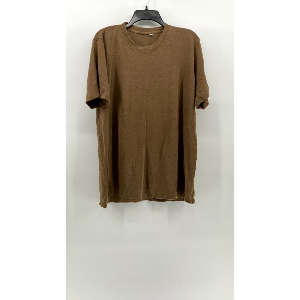 JUNGMAVEN Men's Brown Knit Crewneck Short Sleeve Lightweight Casual T-Shirt SZ L