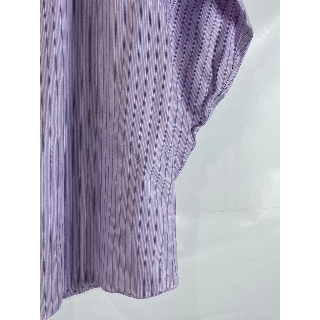 BROOKS BROTHERS 346 Men's Purple Striped Slim-Fit Button-Up Dress Shirt SZ 18
