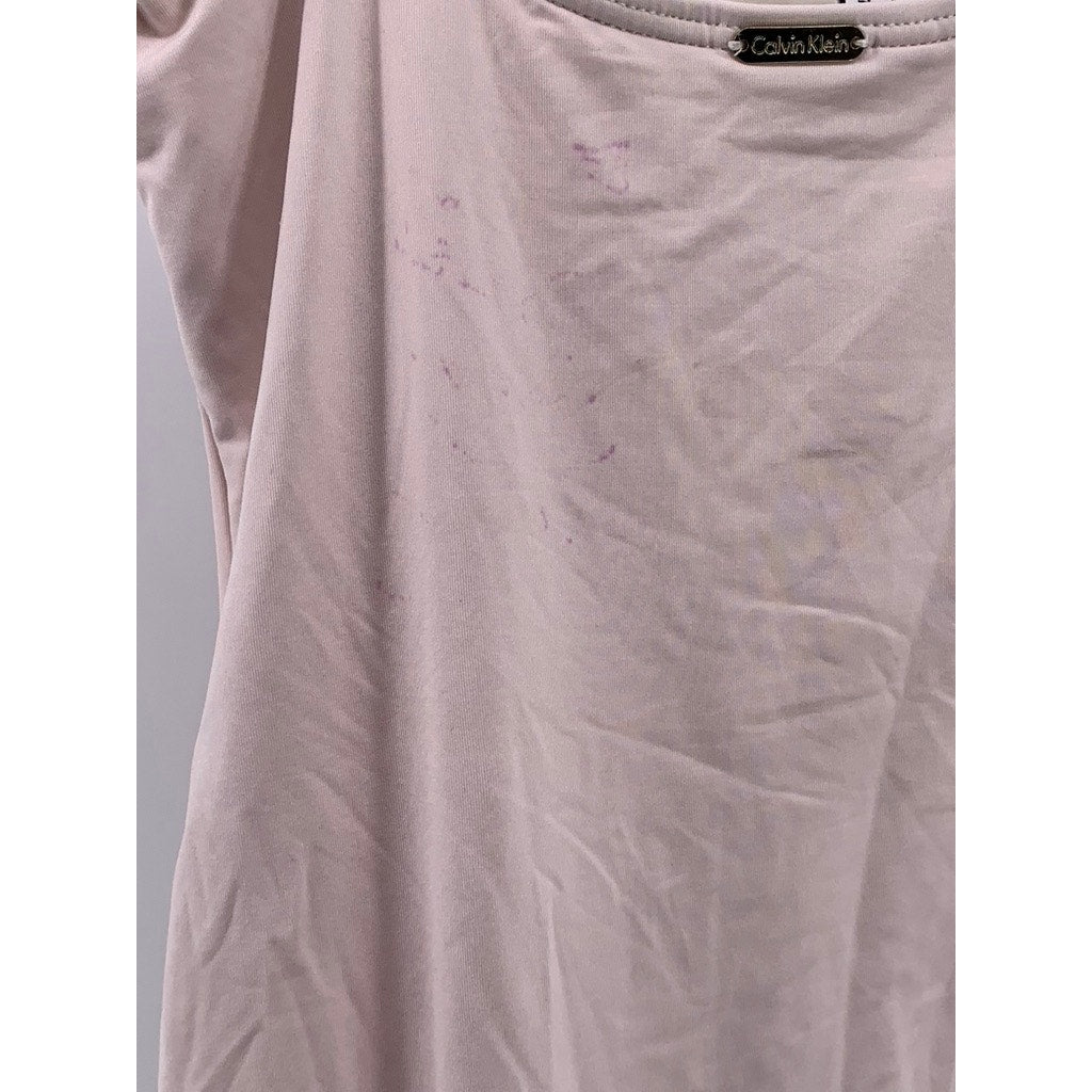 CALVIN KLEIN Women's Light Pink Ruched One-Piece Swimsuit SZ 8