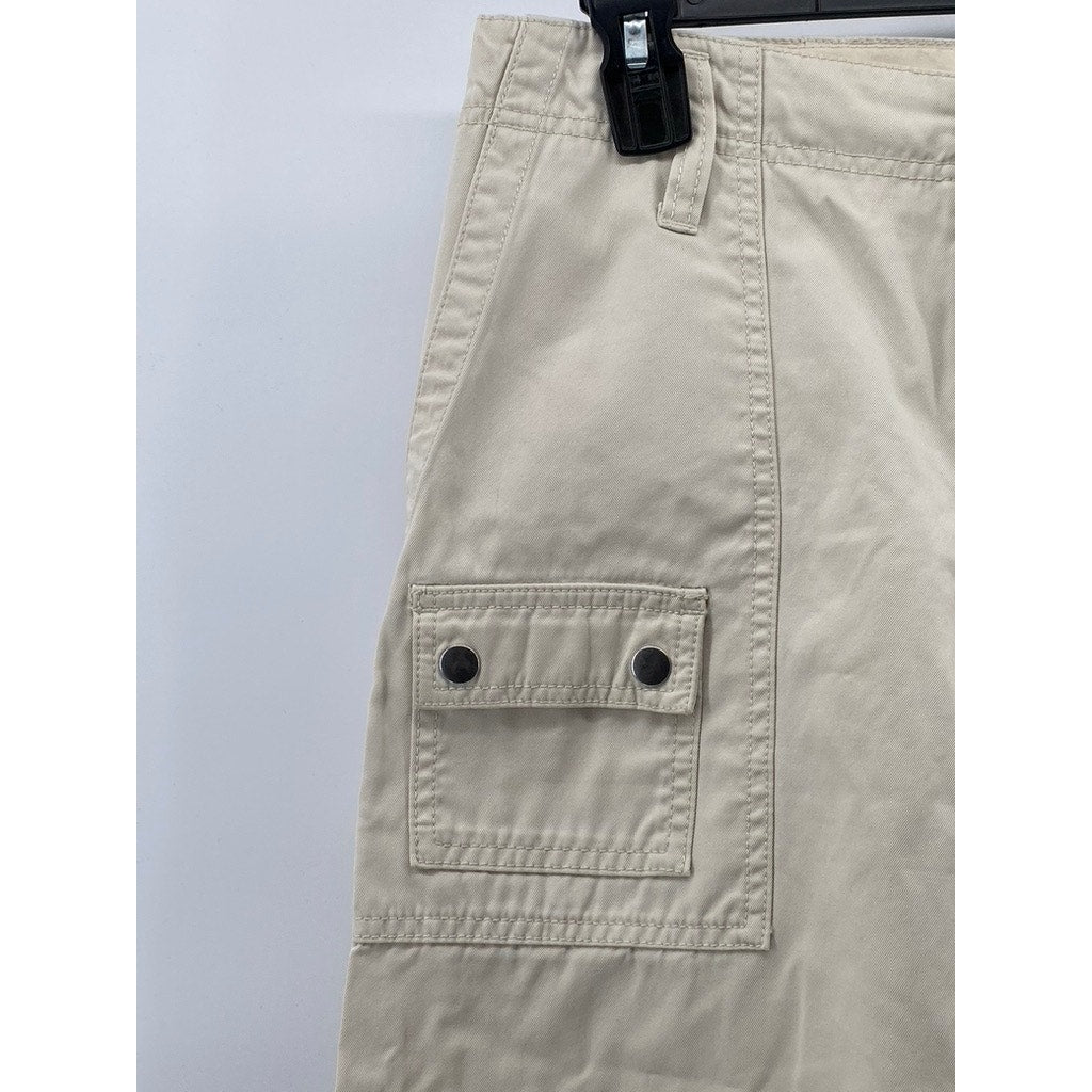 GAP Women's Beige Zipper-Hem Straight-Leg Relaxed-Fit Pants SZ 4