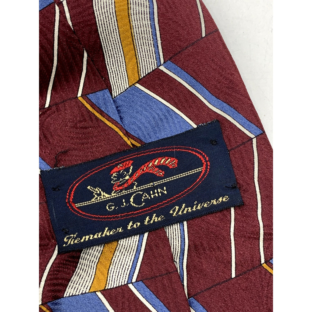GJ CAHN Men's Vintage Silk Abstract Geometric Pattern Mixed Color Tie