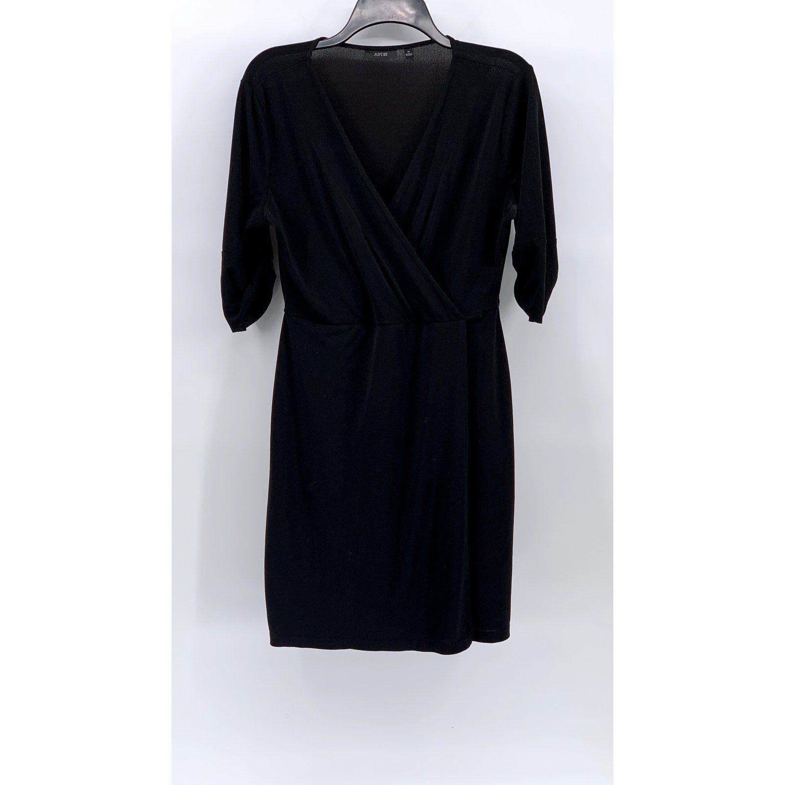 APT. 9 Women's Black Surplice Elbow-Sleeve Mini Dress SZ M