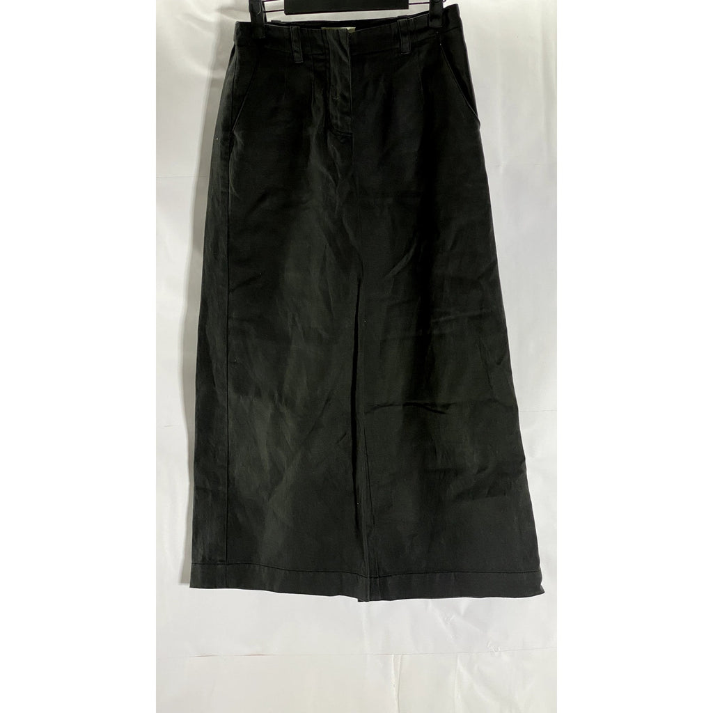 NEED Women's Black Solid Cotton-Linen Wide-Leg Pant SZ XS