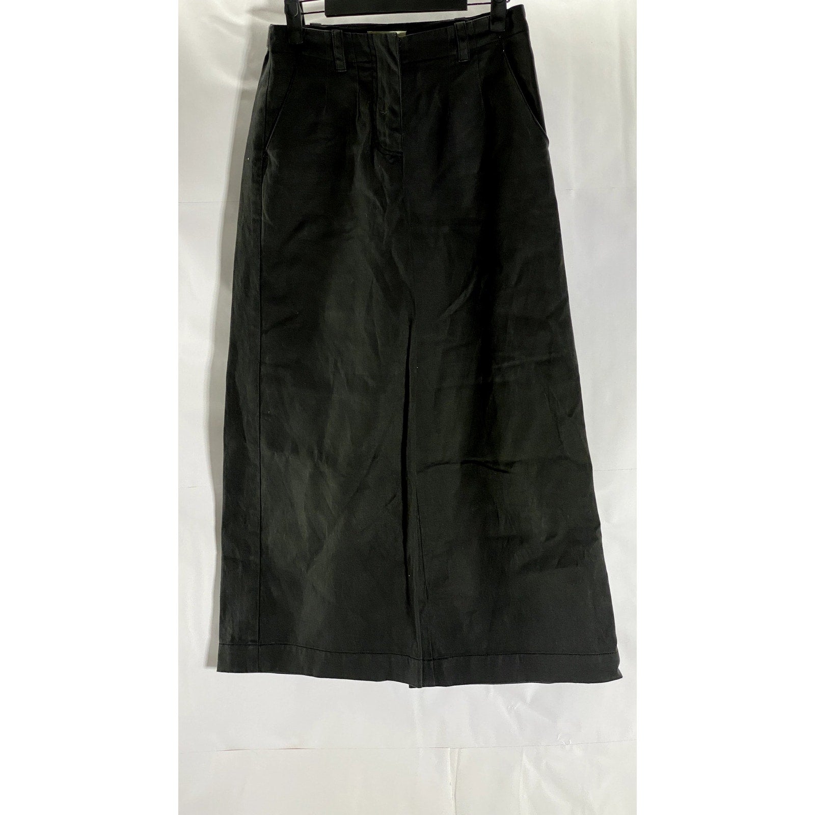 NEED Women's Black Solid Cotton-Linen Wide-Leg Pant SZ XS