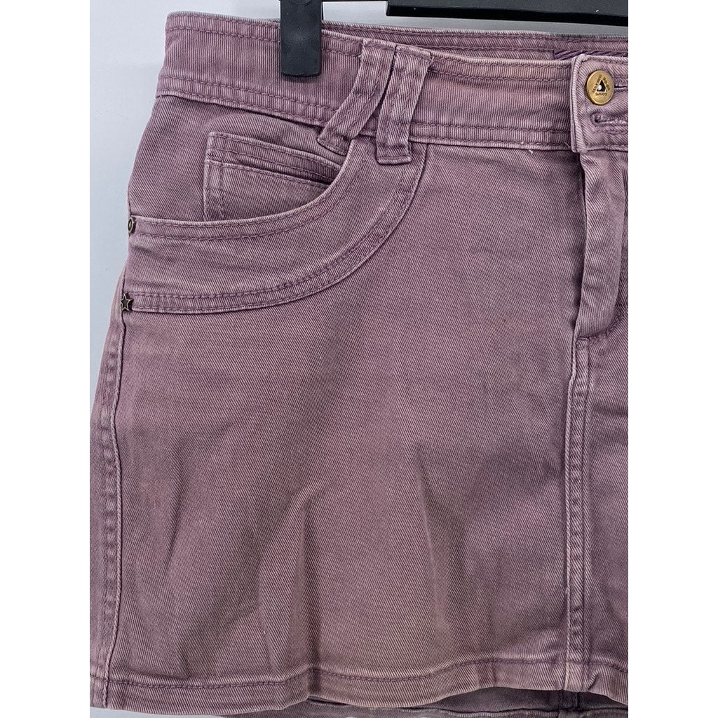 SUBLEVEL Women's Purple Denim Five-Pocket Extra Mini Skirt SZ L