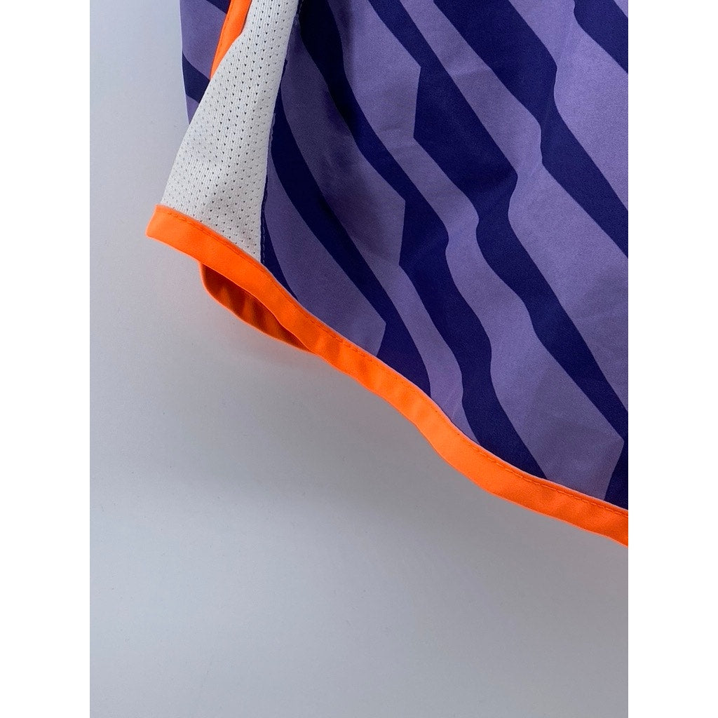 NIKE Women's Purple-Orange Striped Drawstring Dri-Fit Running Shorts SZ S