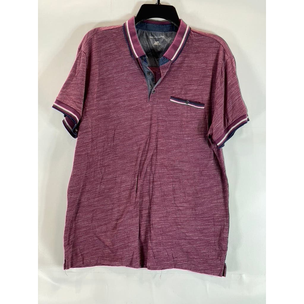 SAKS FIFTH AVENUE Men's Burgundy Cotton-Blend Short Sleeve Polo Shirt SZ XL