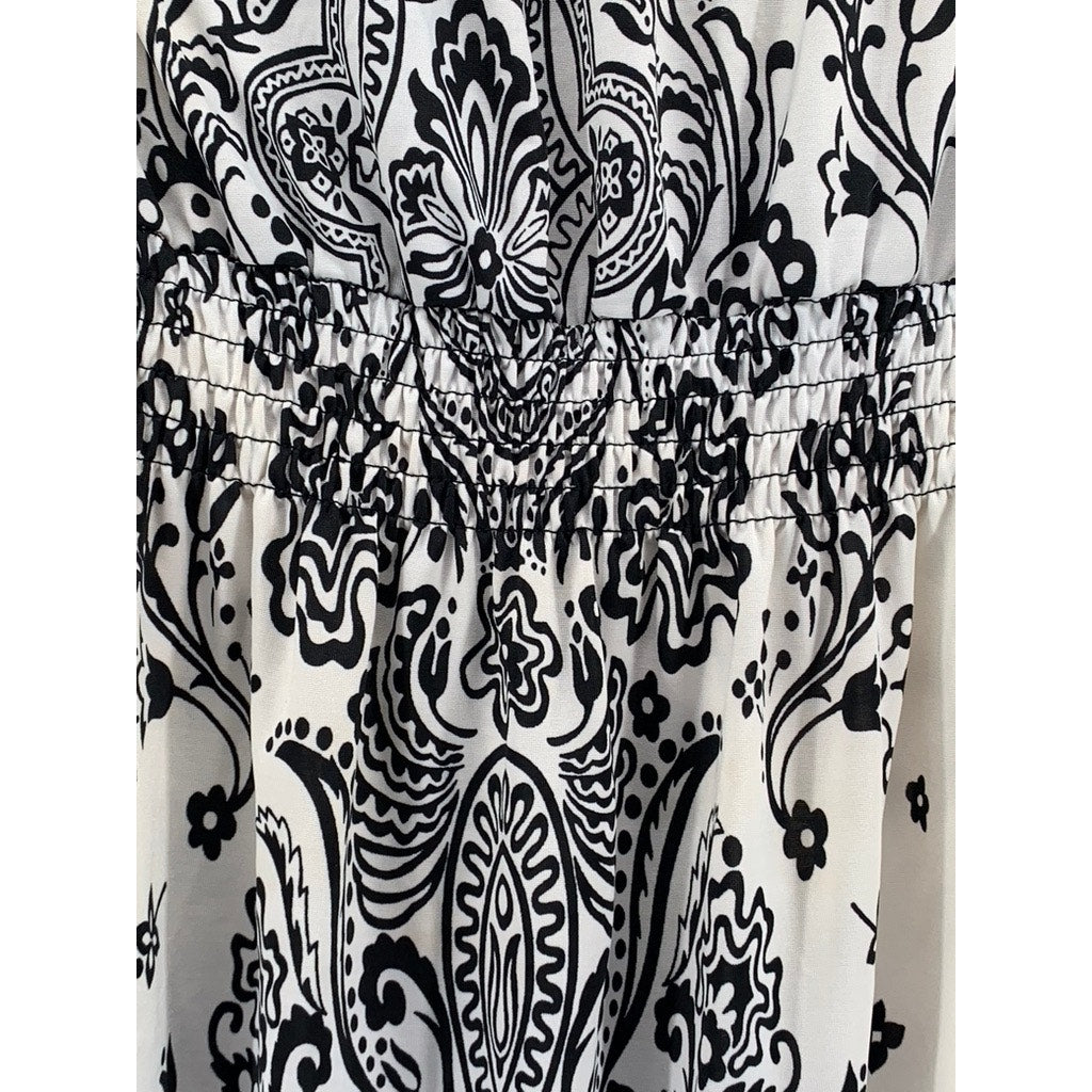 WET SEAL Women's Black-White Y2K Printed Strapless Dress SZ XS