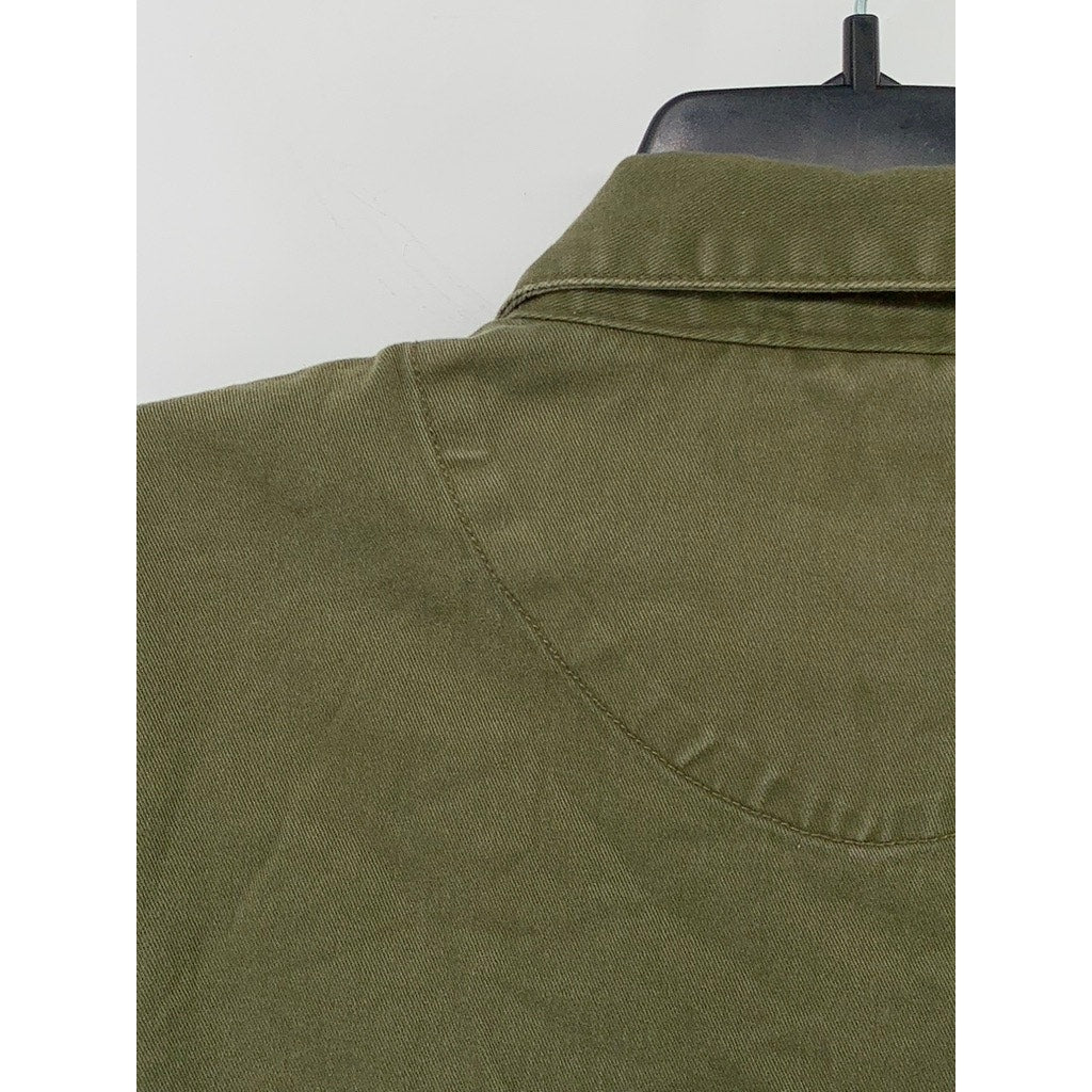 ZARA Men's Olive Green Relaxed Fit Long Sleeve Button-Up Shirt SZ XL