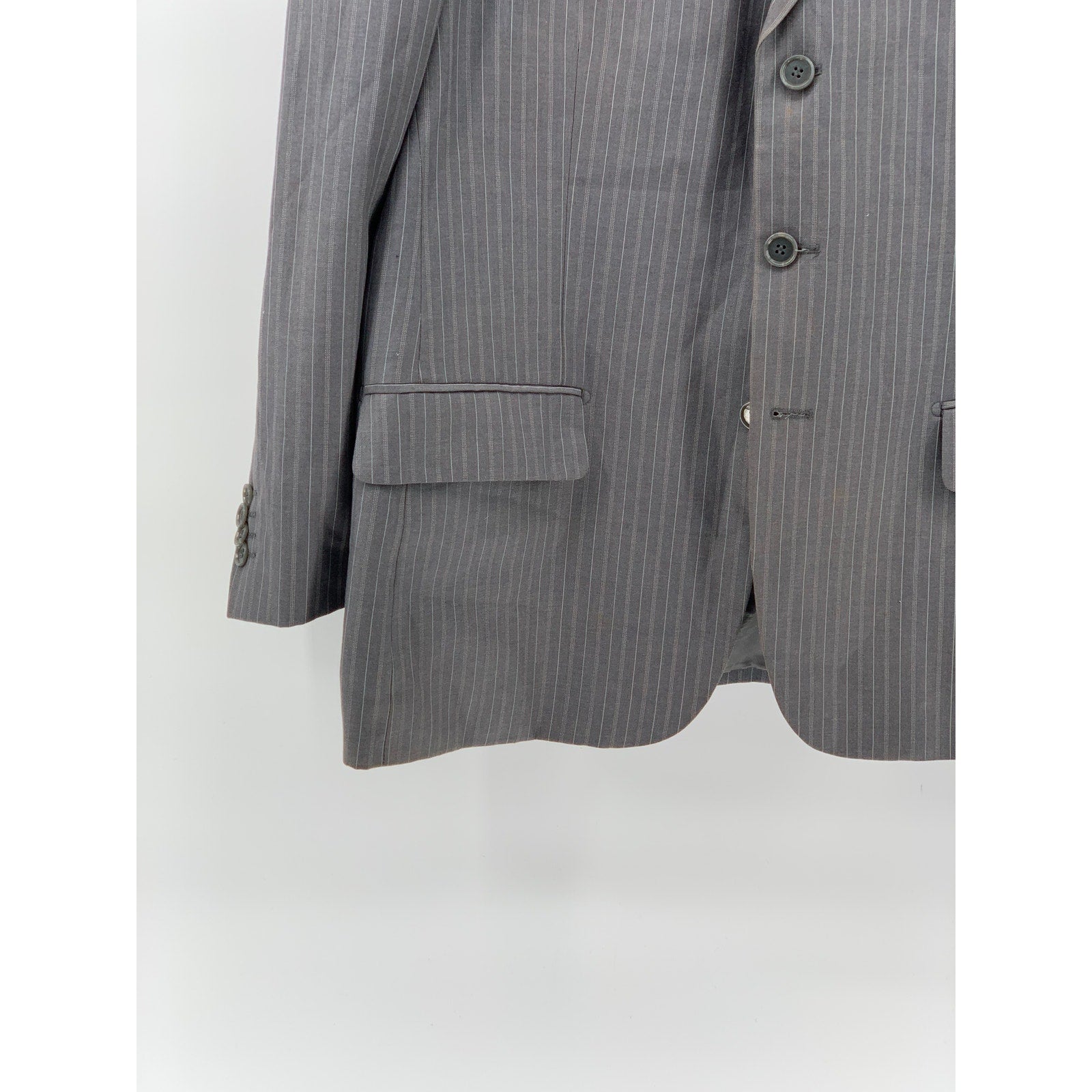 LE COLLEZIONI Men's Dark Gray Striped Three-Button Notch Collar Blazer SZ 42S