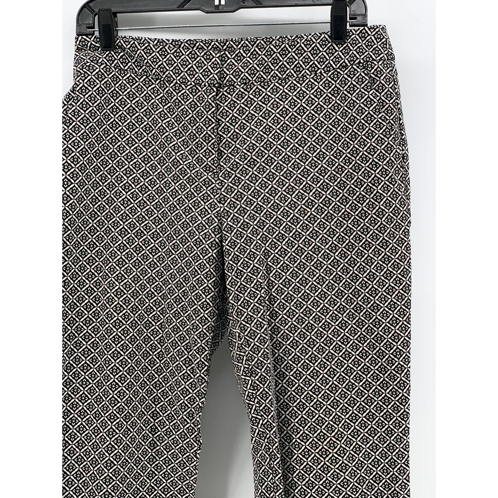 DANA BUCHMAN Women's Black Printed Straight-Leg Pants SZ 6