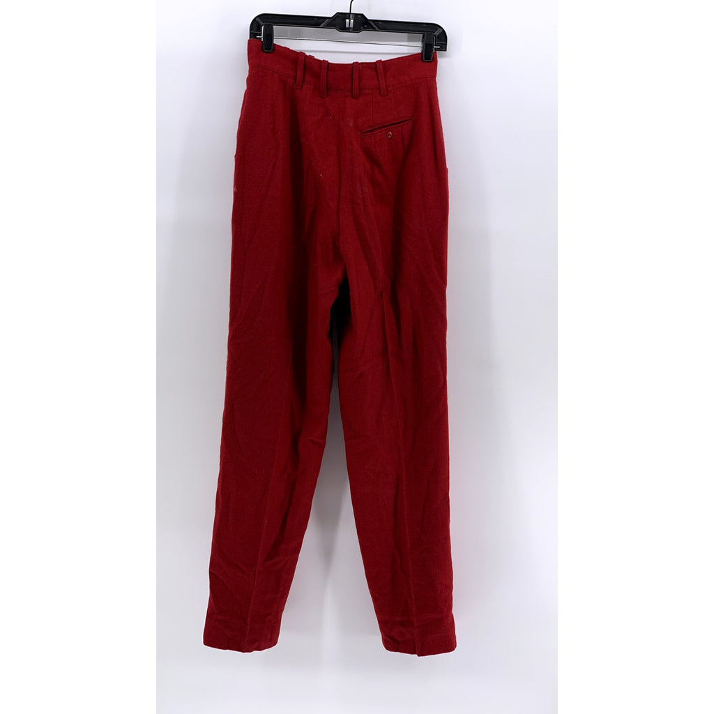 TOGETHER Women's Red Vintage Wool-Blend Pleated High-Rise Pants SZ 10