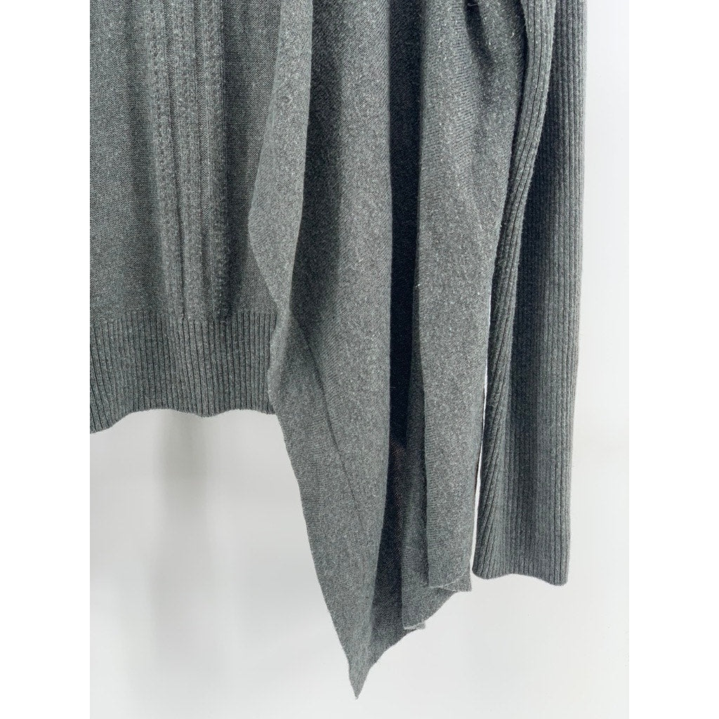 VERVE AMI Women's Gray Acrylic-Blend Open-Front Handkerchief Cardigan SZ L