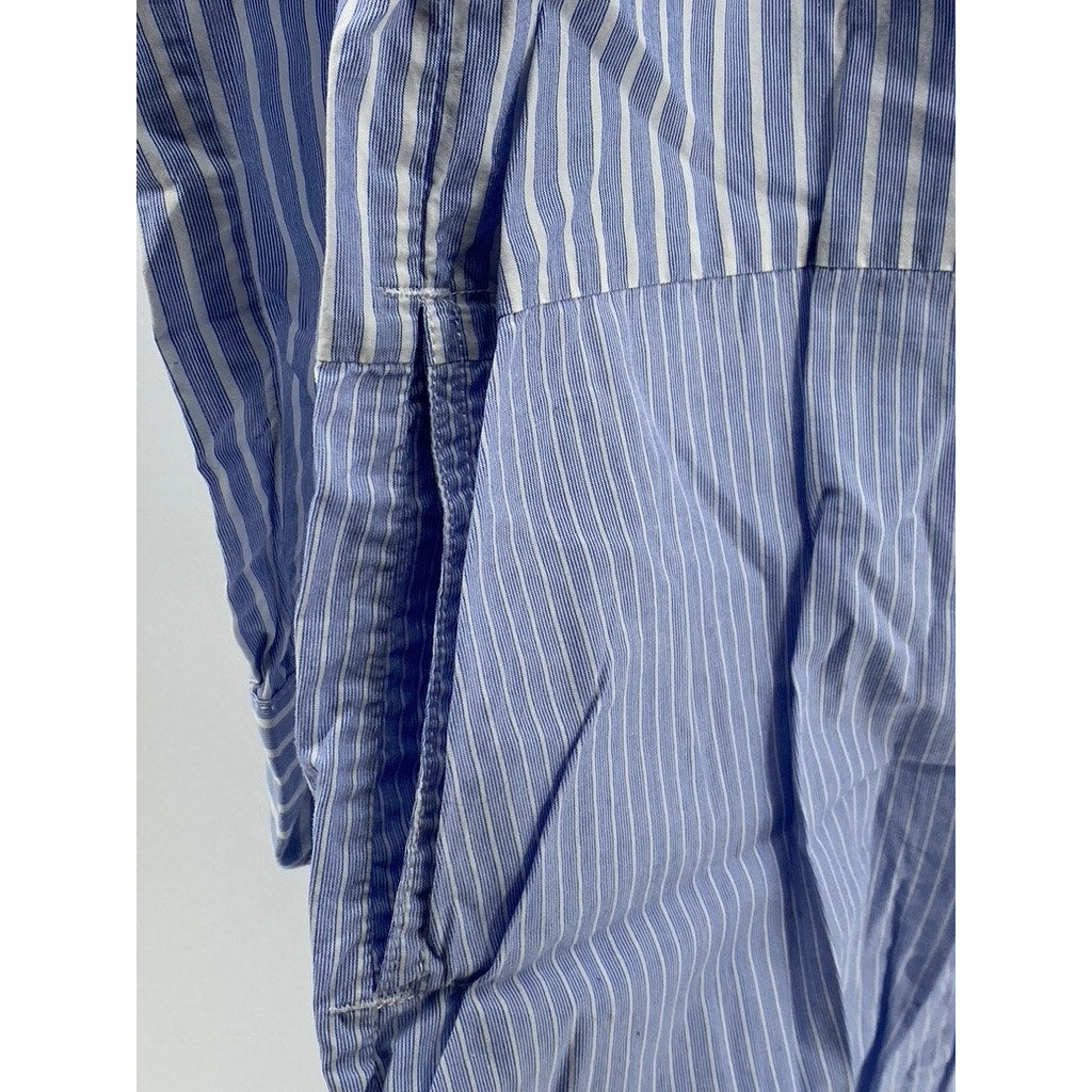 MADEWELL Women's Blue-White Striped Button-Up Boyfriend Tunic Top SZ M