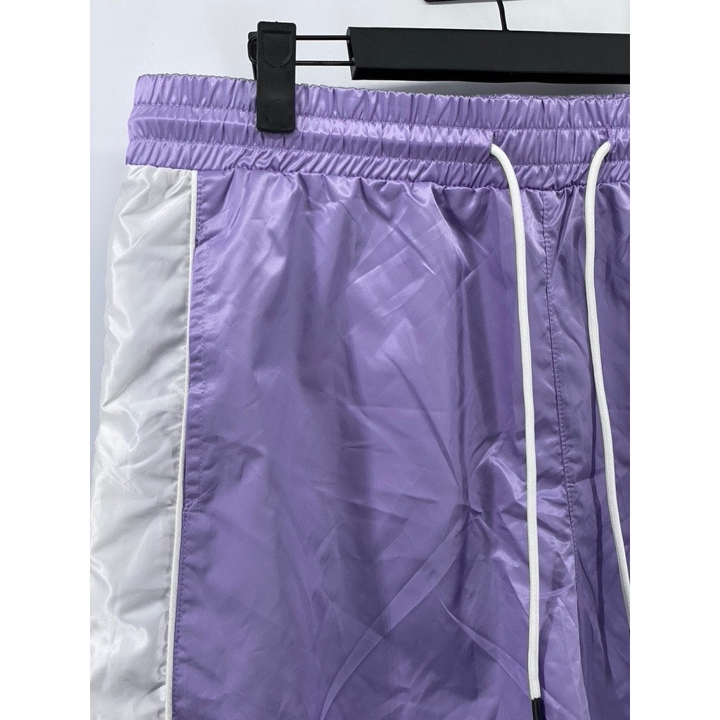 WTHRS Men's Lilac-White Side Stripe Drawstring Activewear Shorts SZ M