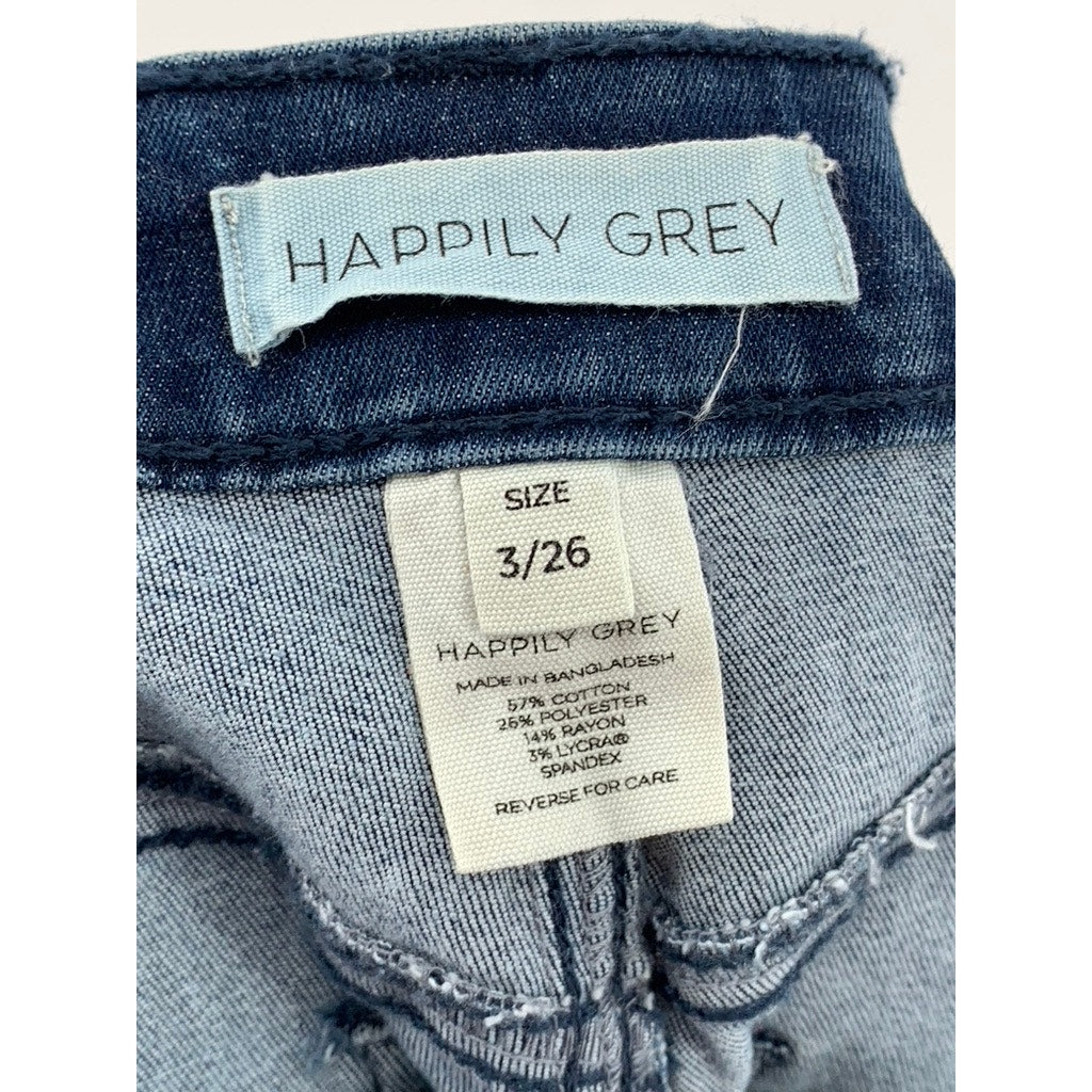 HAPPILY GREY Women's Blue Denim High-Rise Shorts SZ 3/26