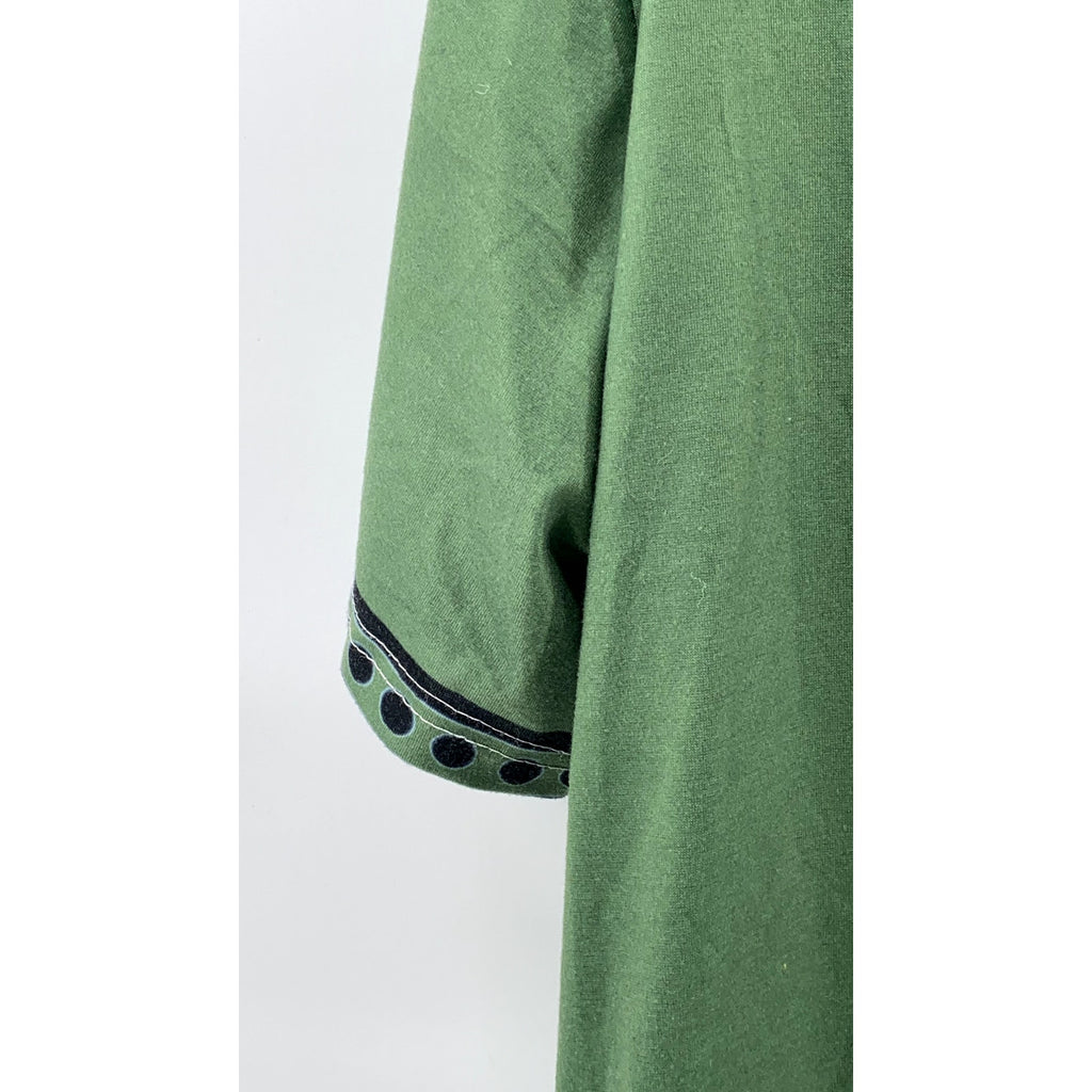 UNBRANDED Women's Green-Black Printed Crewneck Short Sleeve Top SZ M