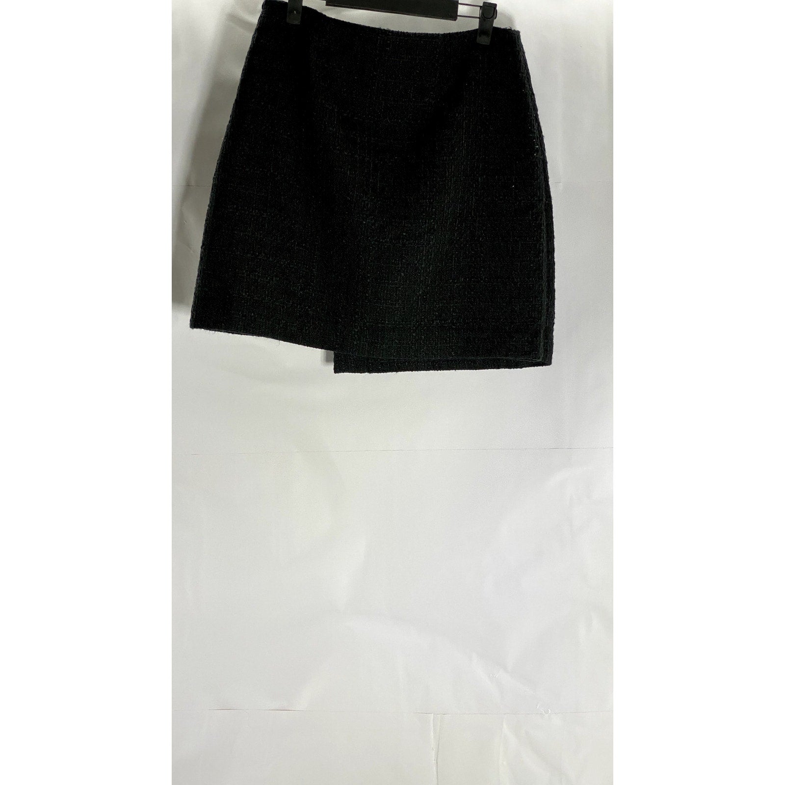 LOFT Women's Black Tweed Double Column Button Wrap Mini Skirt SZ 2