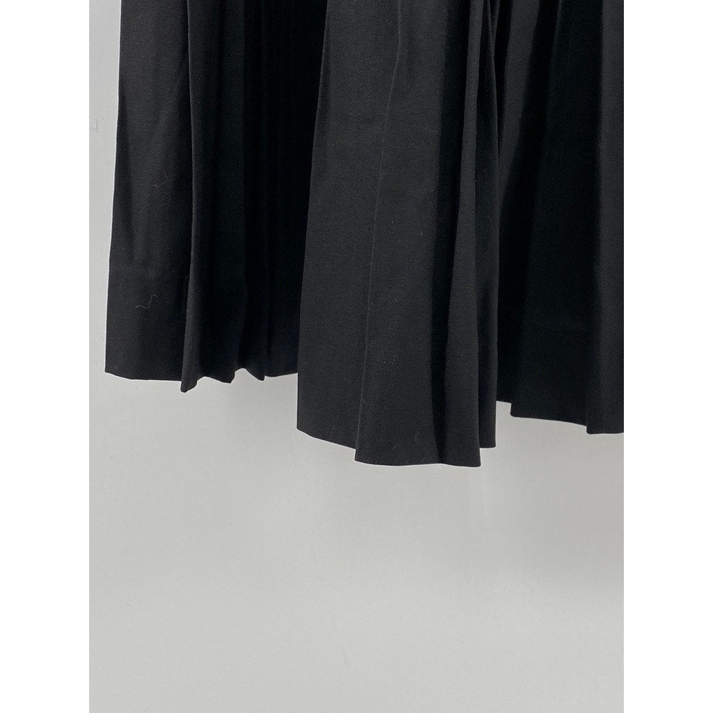 BROOKS BROTHERS Women's Black Wool Pleated Knee-Length A-Line Skirt SZ 4