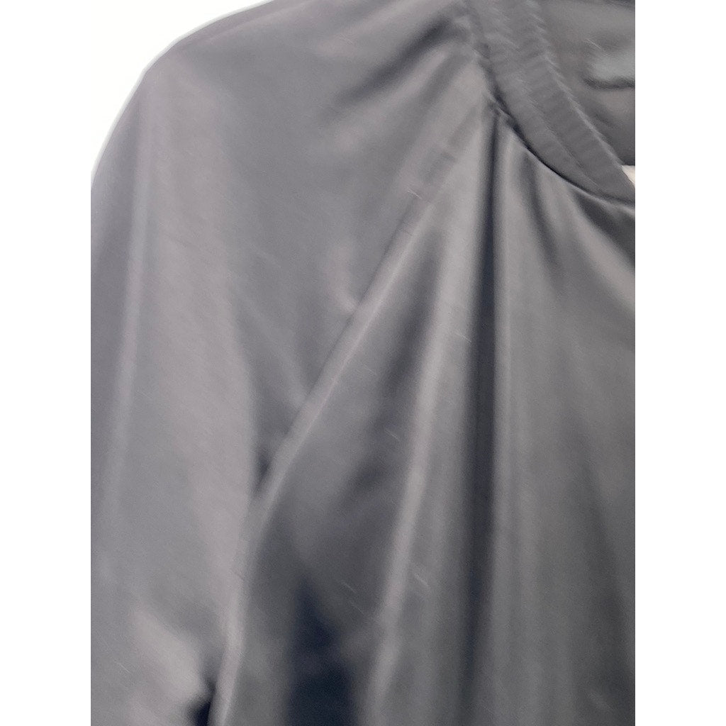 H&M Women's Black Collarless Long Sleeve Zip-Up Bomber Jacket SZ 6