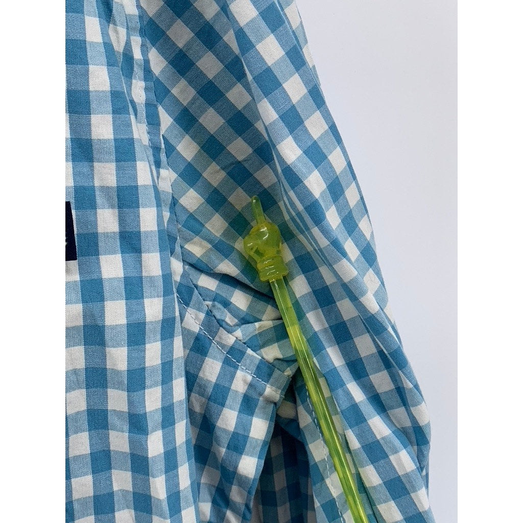 CHUBBIES Men's Blue-White Gingham Button-Up Shirt SZ XL