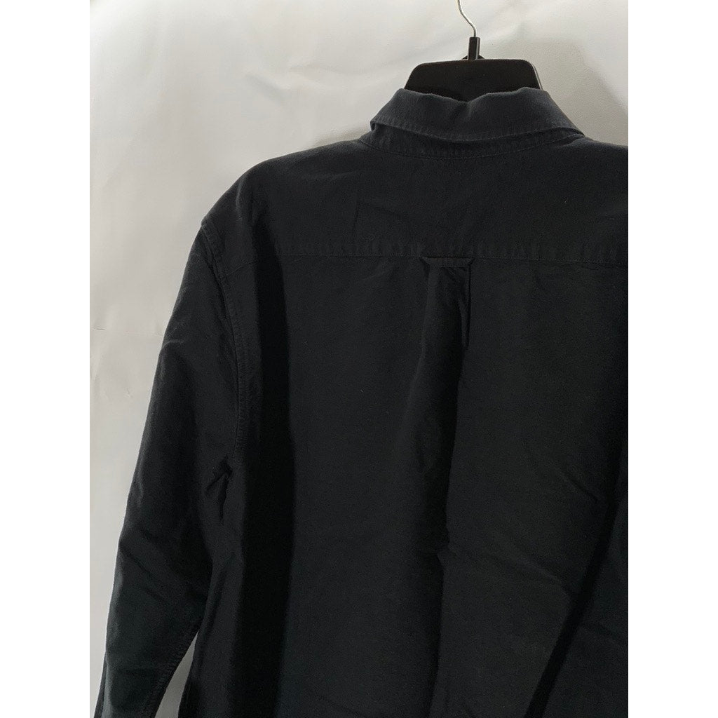 EVERLANE Men's Tall Black Solid Uniform Regular-Fit Button-Up Shirt SZ XL/T