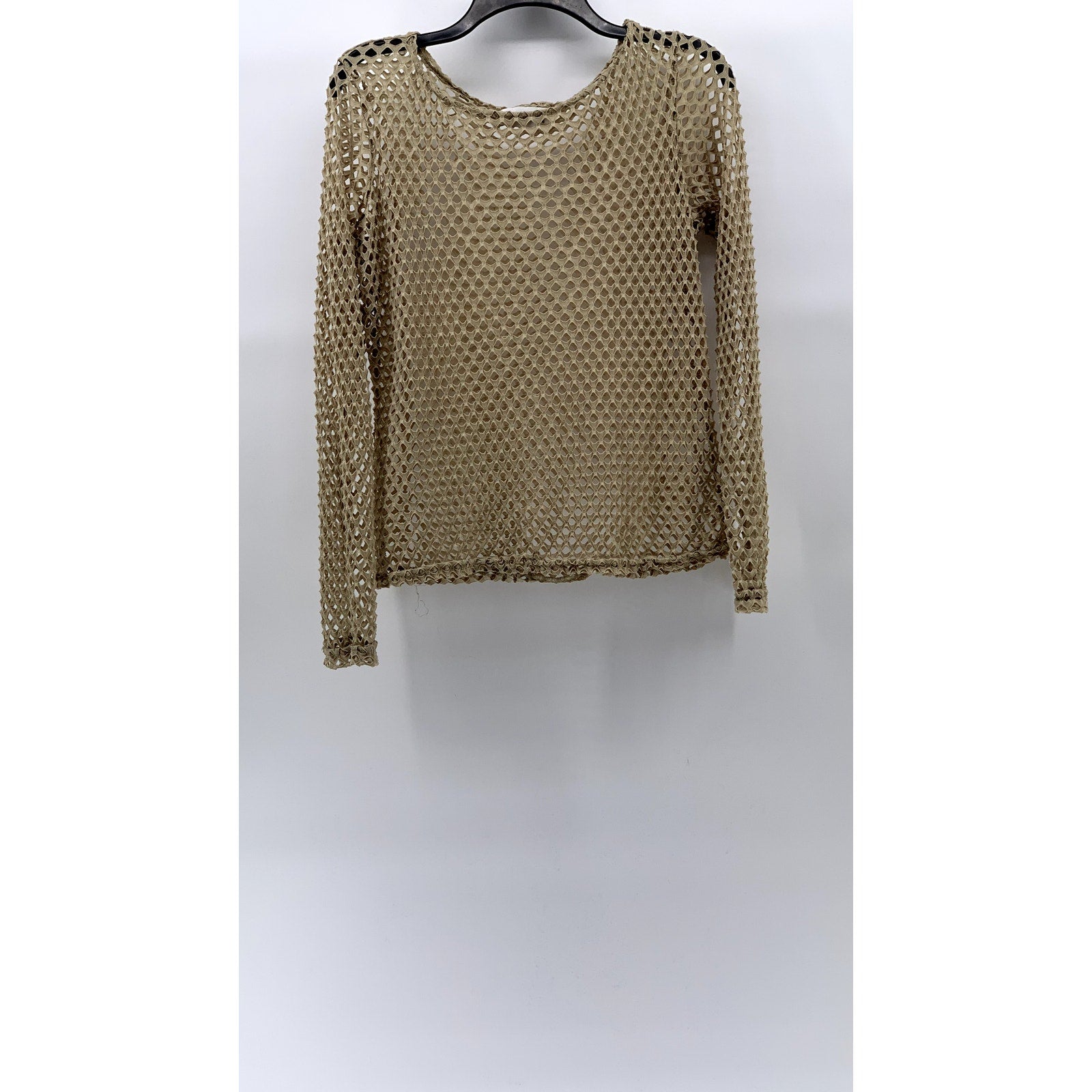 CHADWICK’S Women’s Tan Mesh Crewneck Long Sleeve Top SZ M