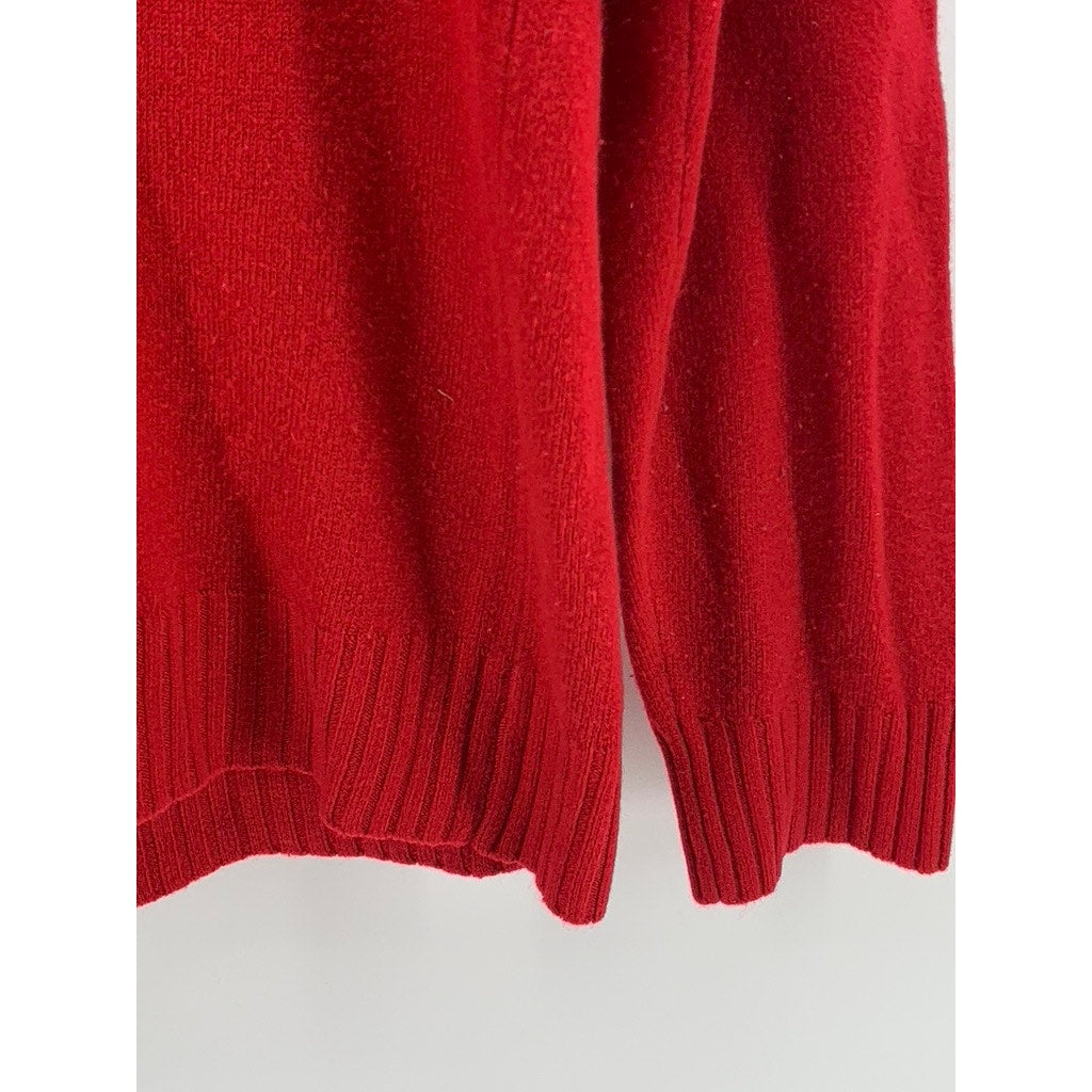 SARAH BENTLEY Women's Red Knit Split Button Fold-Over Sweater SZ M