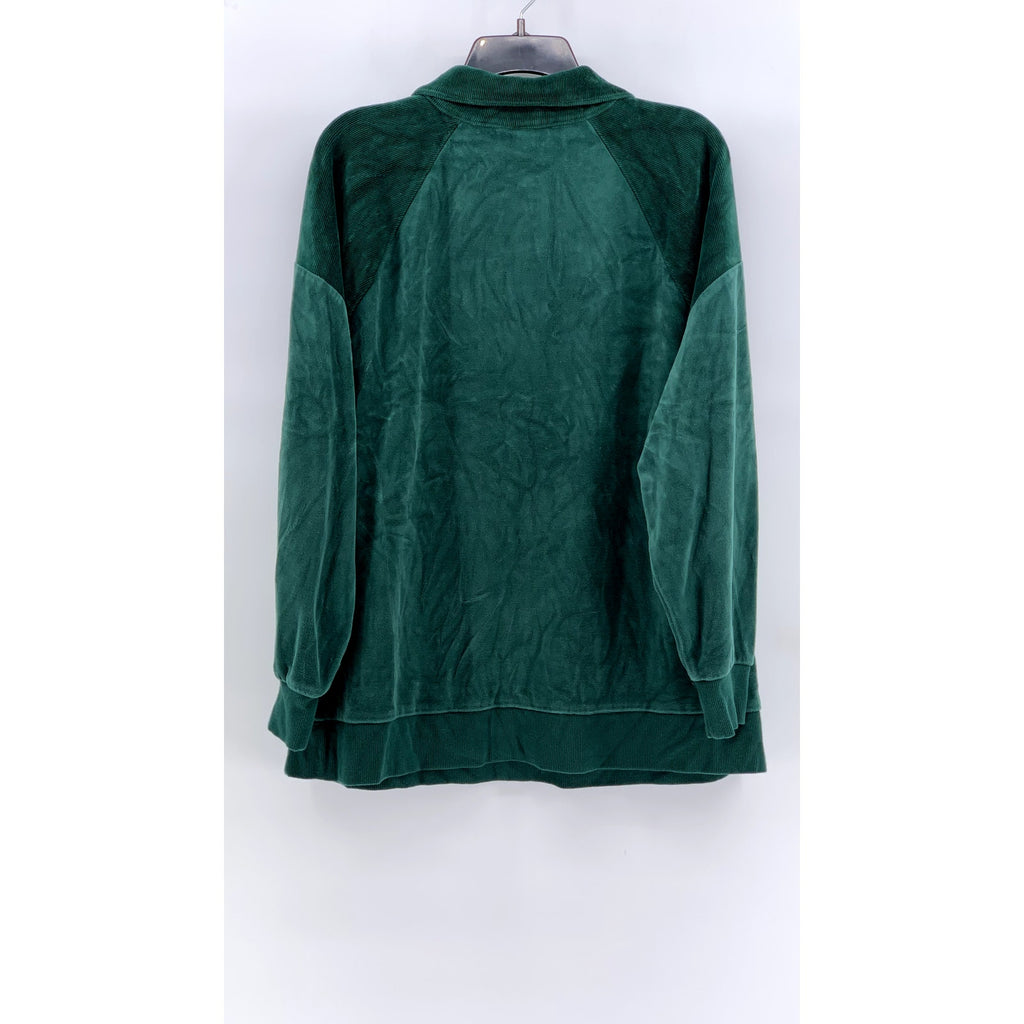 WILD FABLE Women's Green Velour Quarter-Zip Sweatshirt SZ XXL