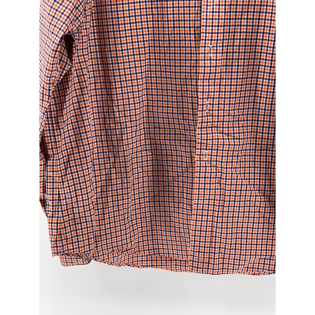 POLO RALPH LAUREN Men's Orange-Navy Gingham Button-Up Long Sleeve Shirt SZ 2XL