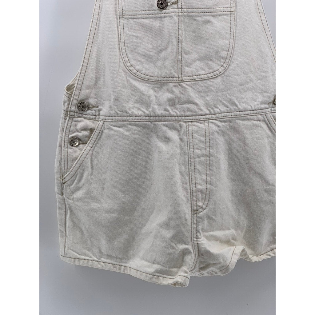 ZARA Women's White Denim Short Overall SZ S