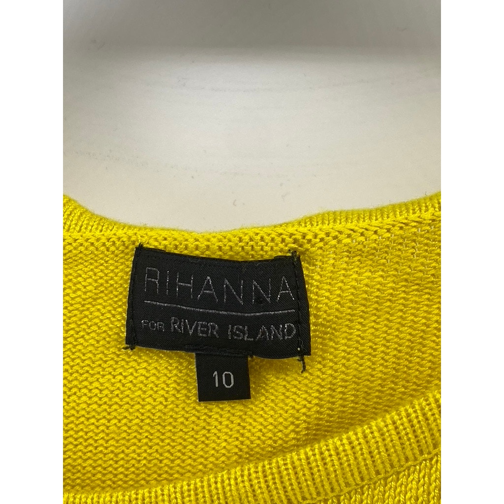 RIHANNA FOR RIVER ISLAND Women's Yellow Back Slash Bodycon Mini Dress SZ 10
