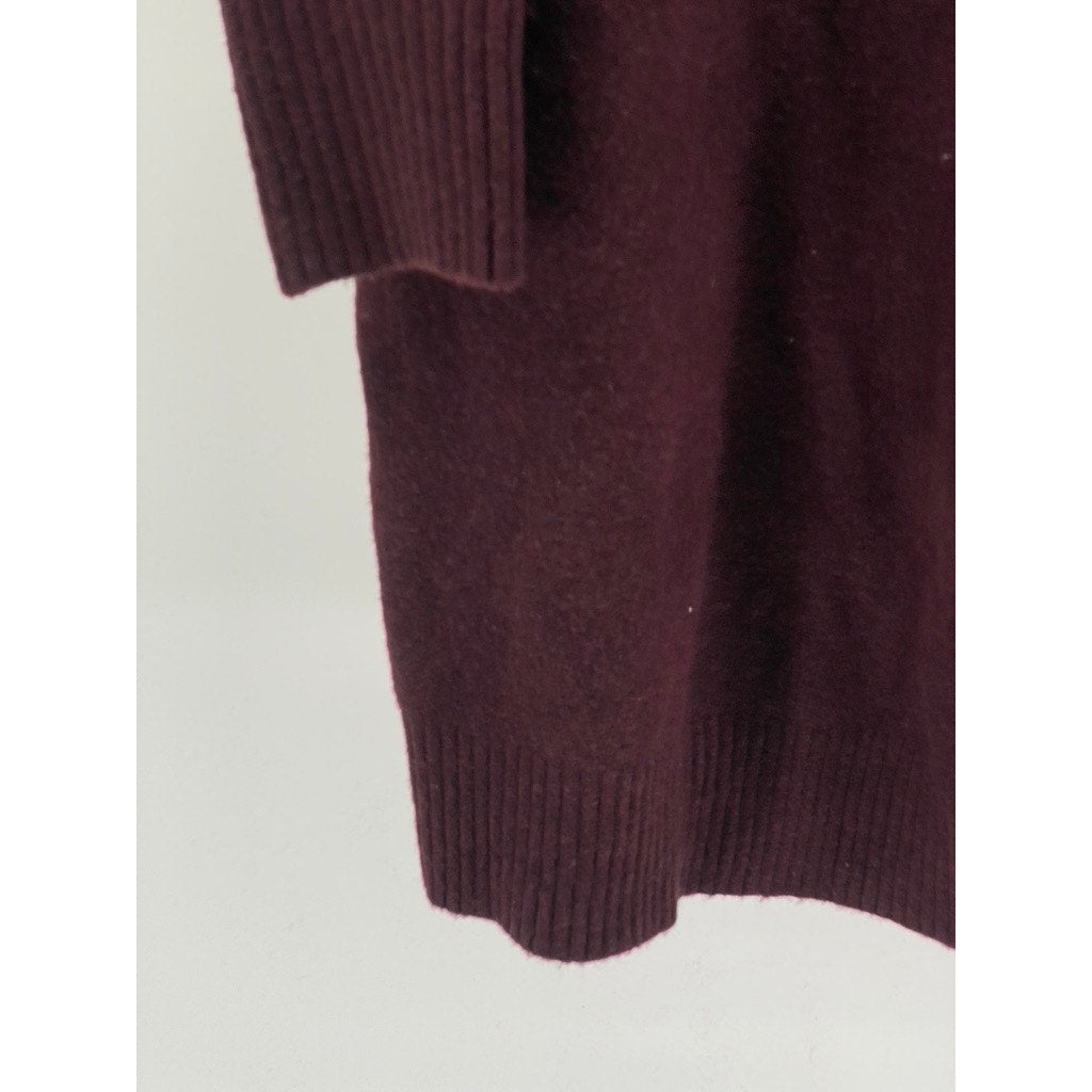 UNIQLO Women’s Burgundy Knit Souffle Yarn Turtleneck Midi Sweater Dress SZ L