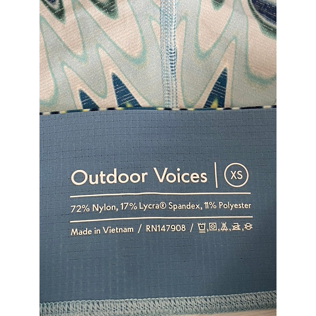 OUTDOOR VOICES Women's Blue Printed TechSweat 5" Thrive Biker Shorts SZ XS